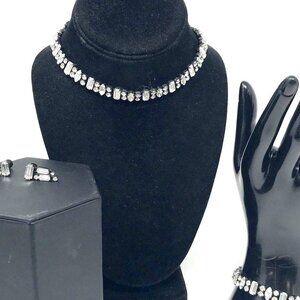 Vintage Rhinestone set earrings, bracelet and necklace